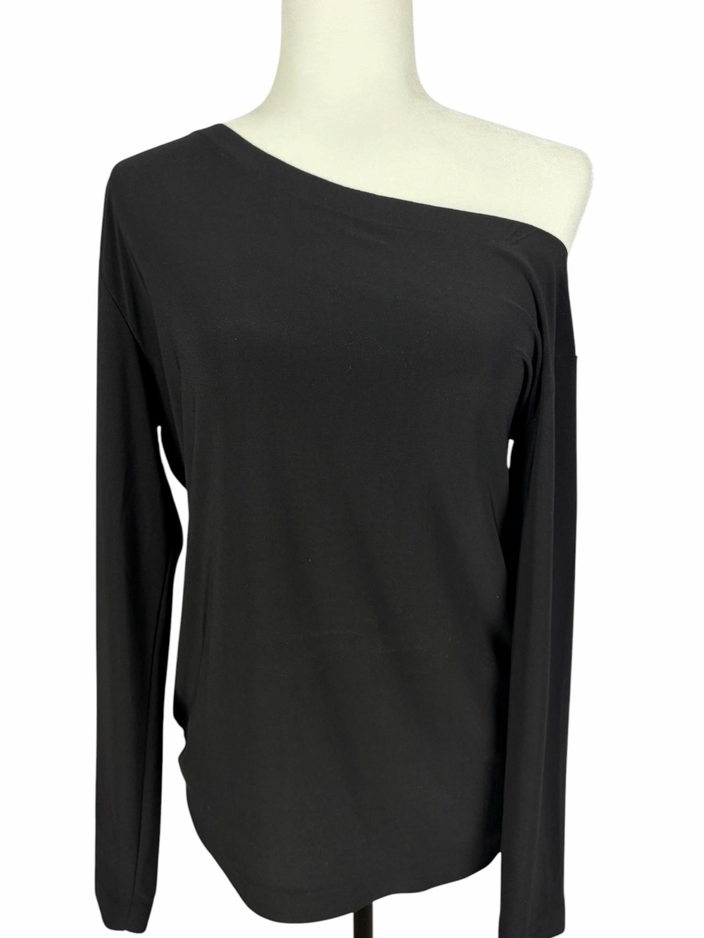Norma Kamali Black One Shoulder Long Sleeve Stretch Top Size Medium 38
